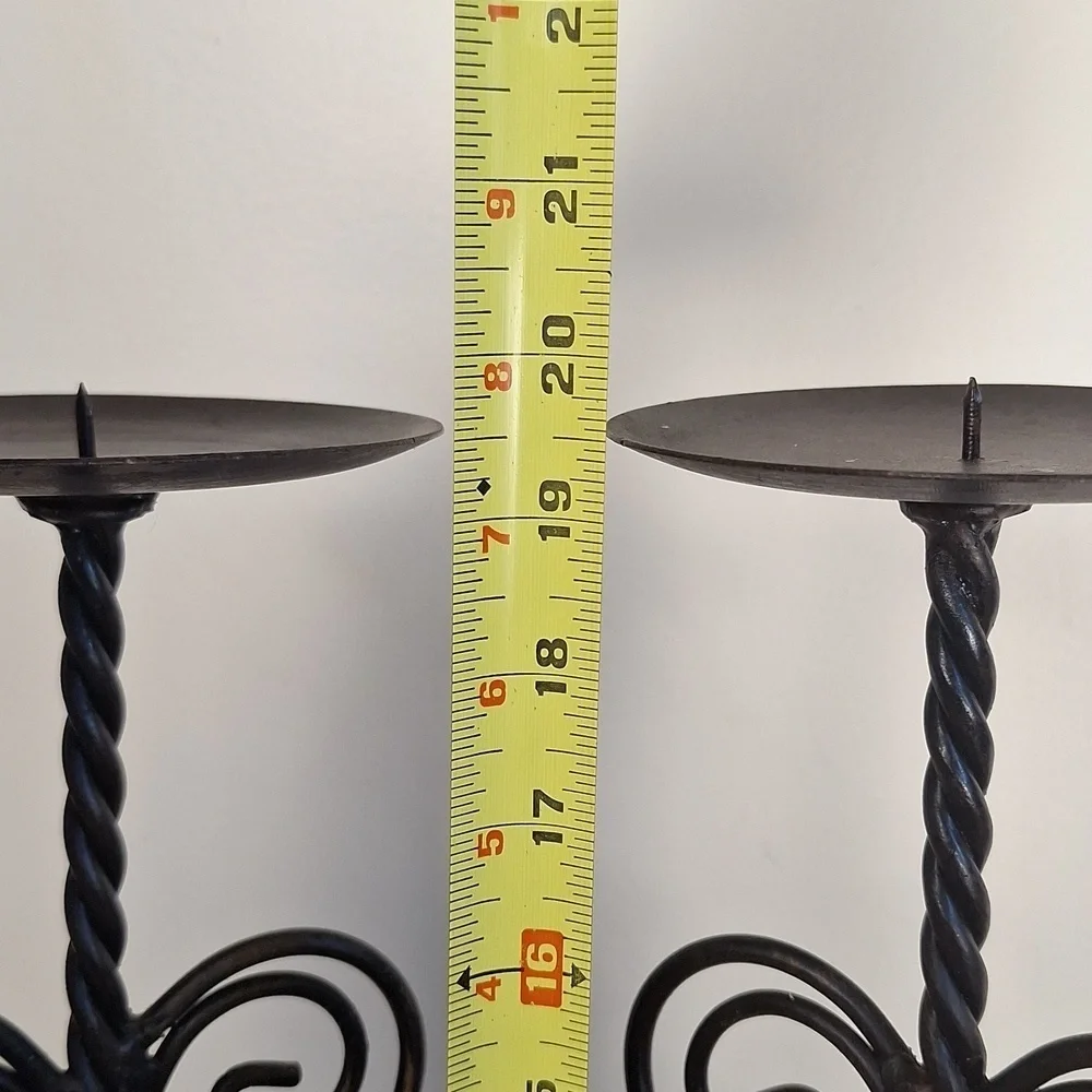 Wrought Iron And Brown Wicker Candle Holders Set Of 2